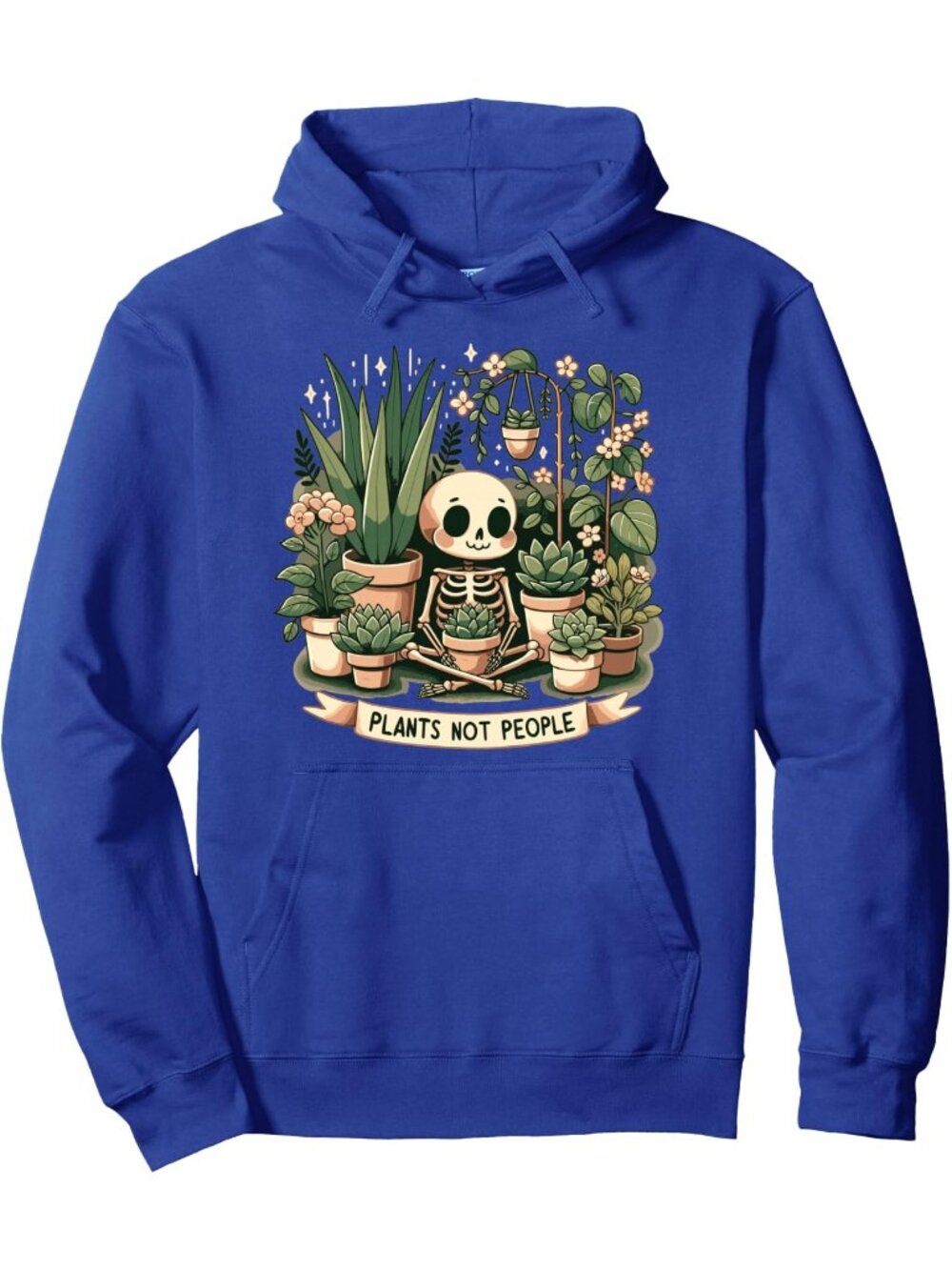 🆕 Women's Blue Skeleton Plants Not People Graphic Print Pullover Hoodie Sweats